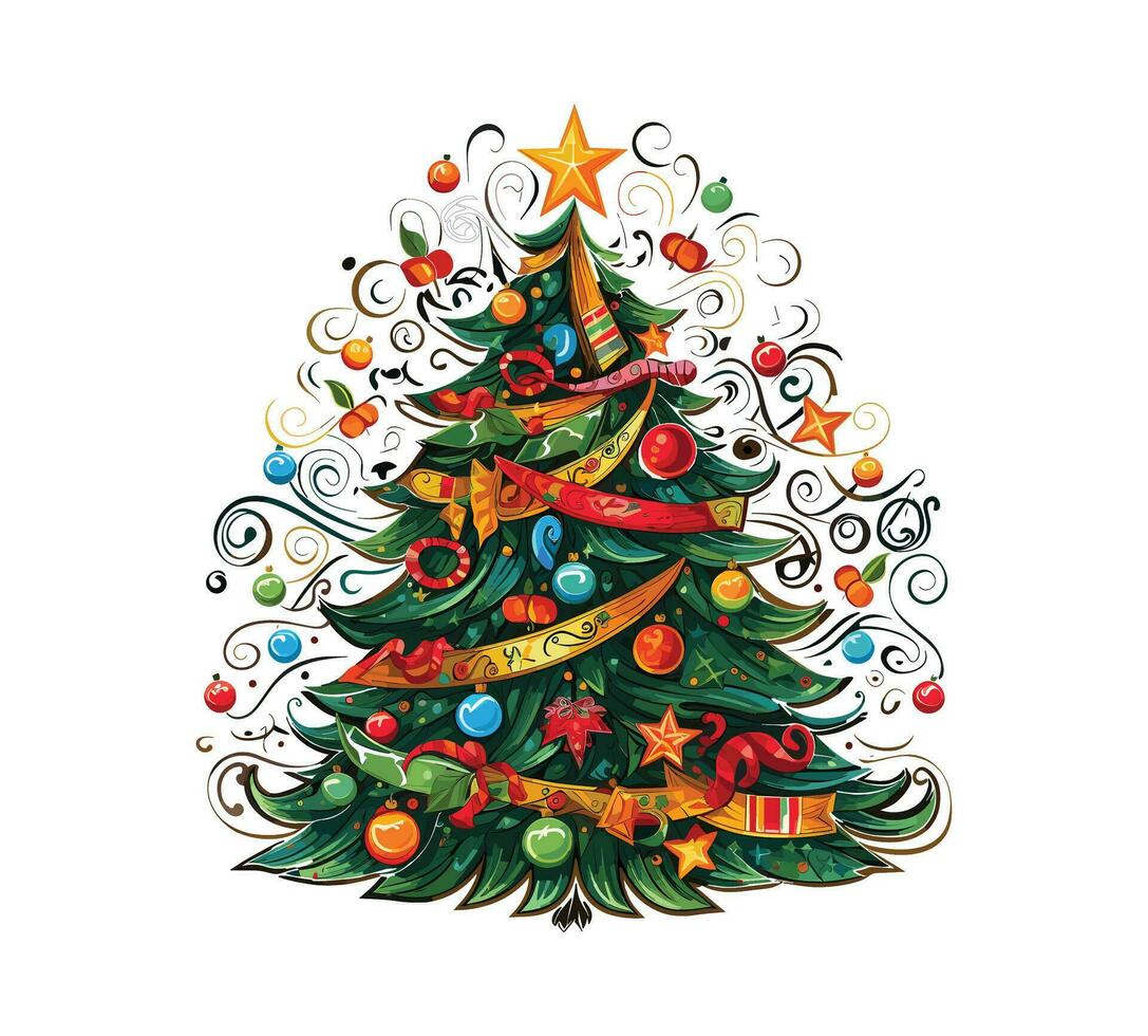 Navidad árbol con decoración vector