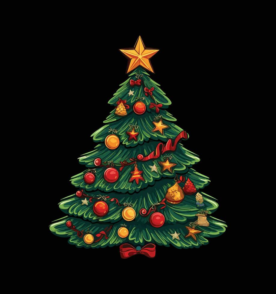 Christmas tree with decoration vector