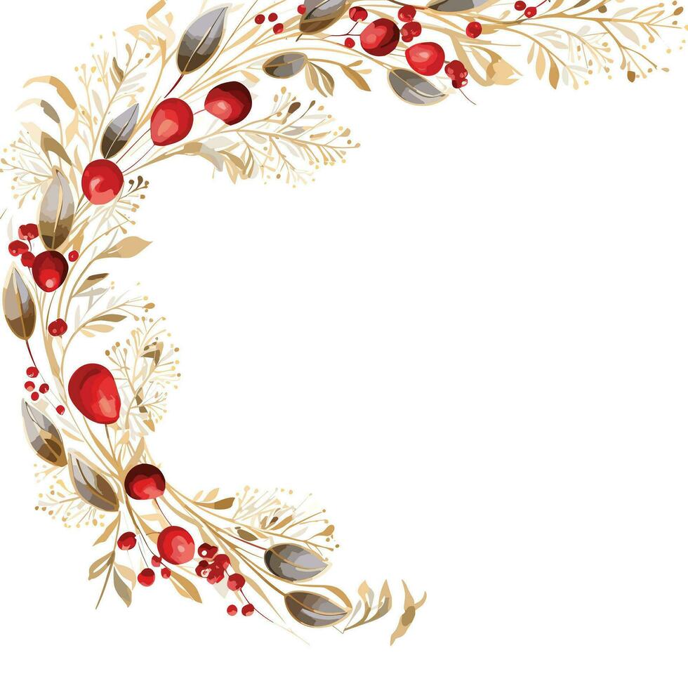 Christmas frame with leaves background vector