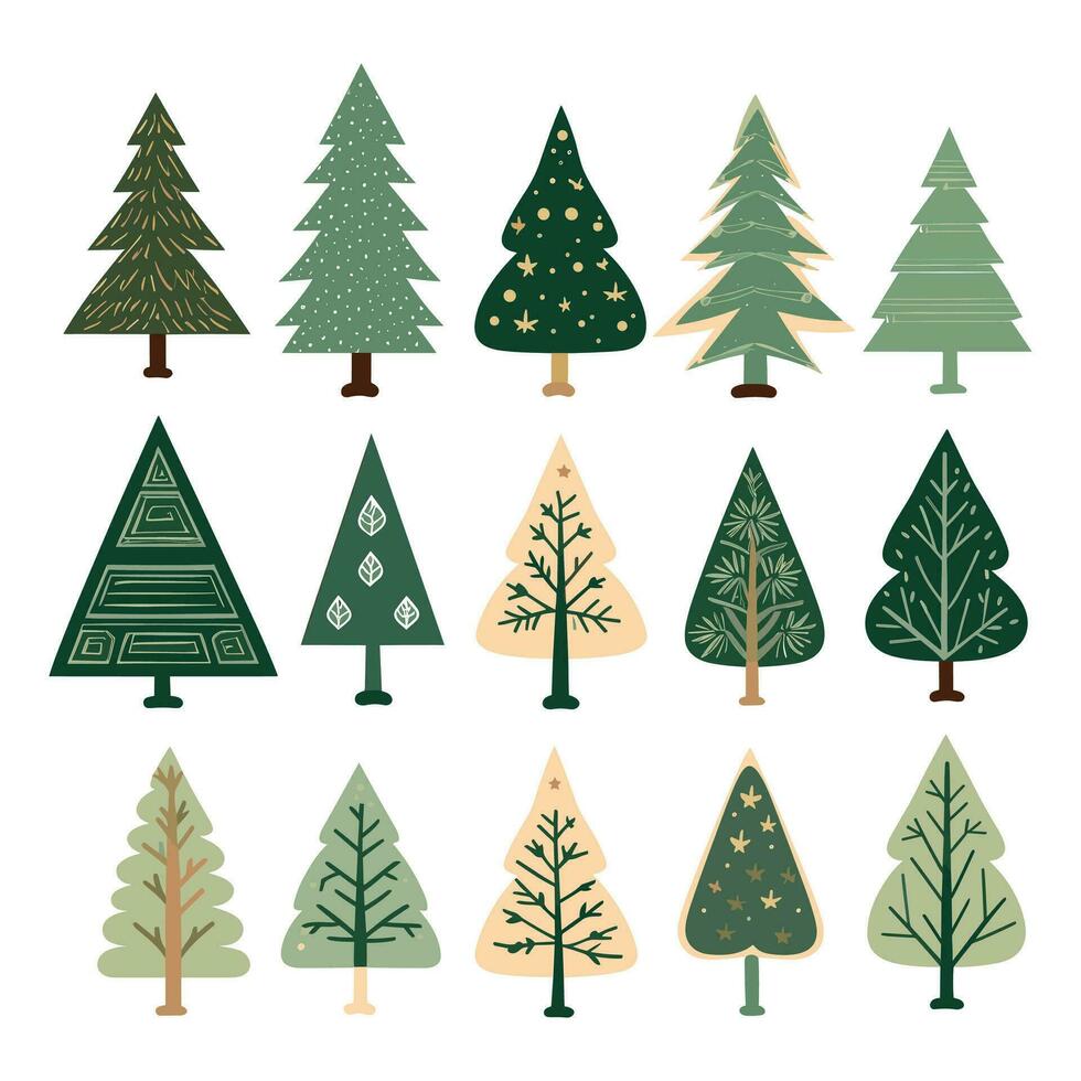 mano dibujado Navidad árbol colección vector