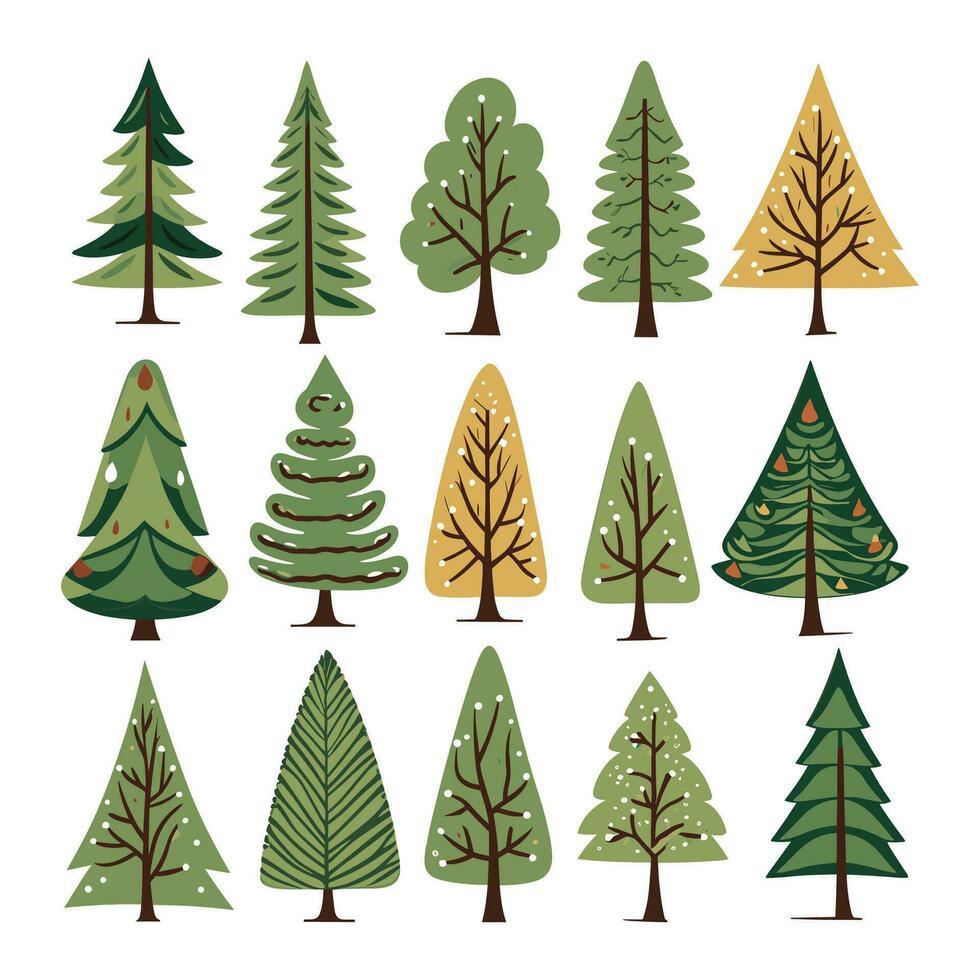 mano dibujado Navidad árbol colección vector