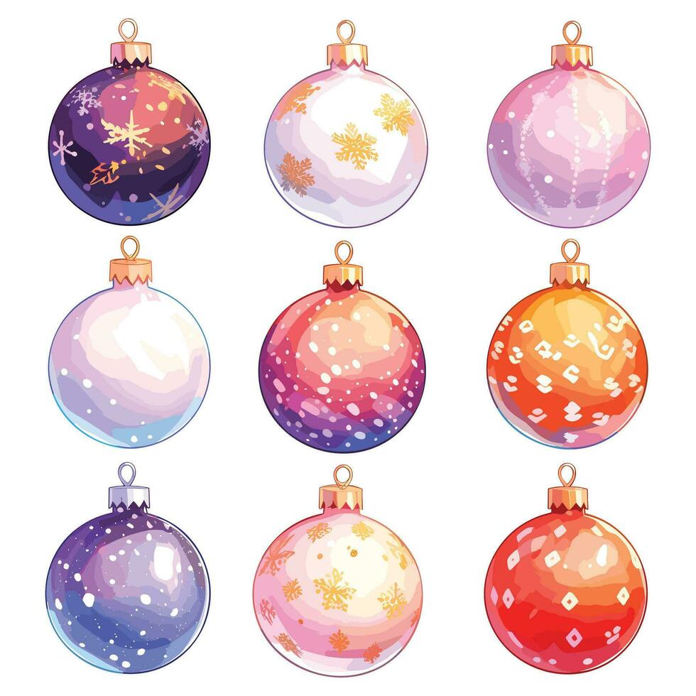 Christmas ball ornaments collection vector illustration