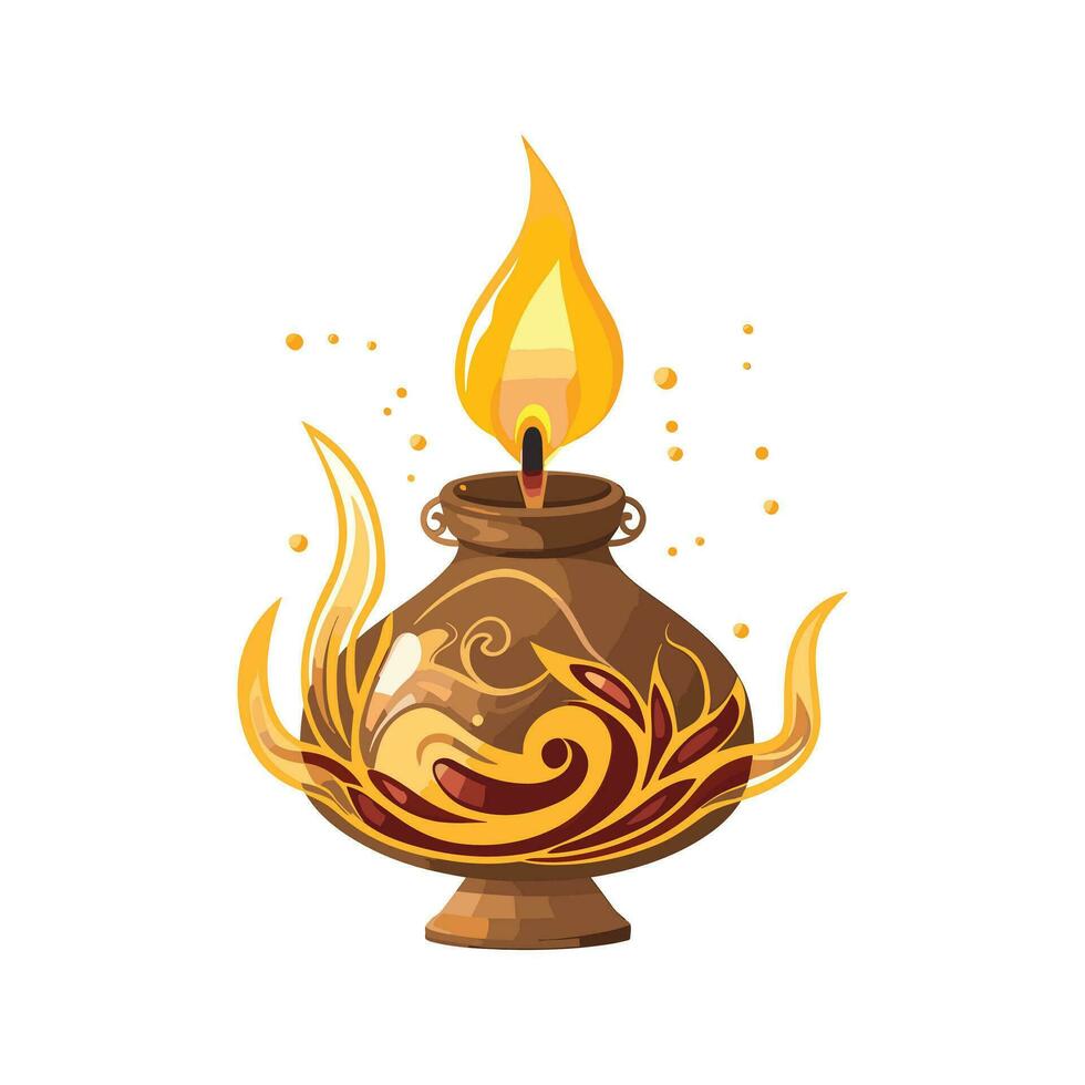 Happy Diwali oil lamp vector