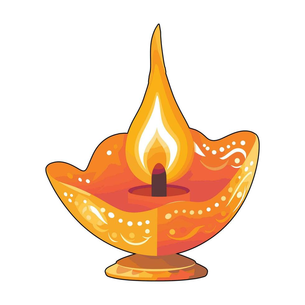 Happy Diwali oil lamp vector