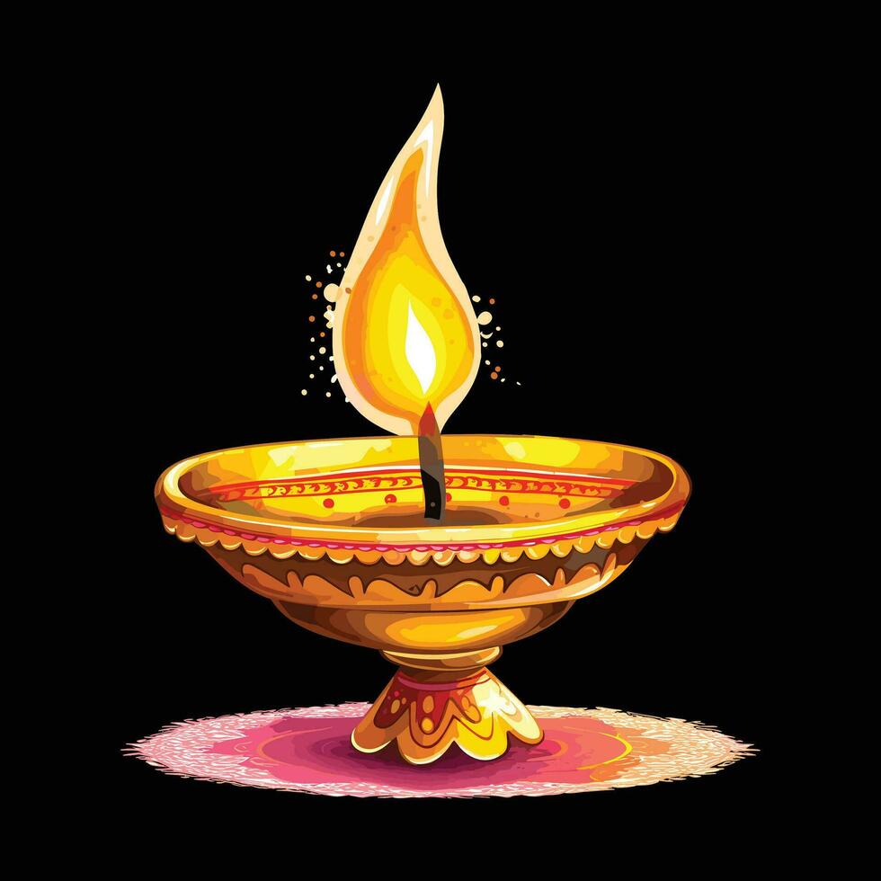Happy Diwali oil lamp vector