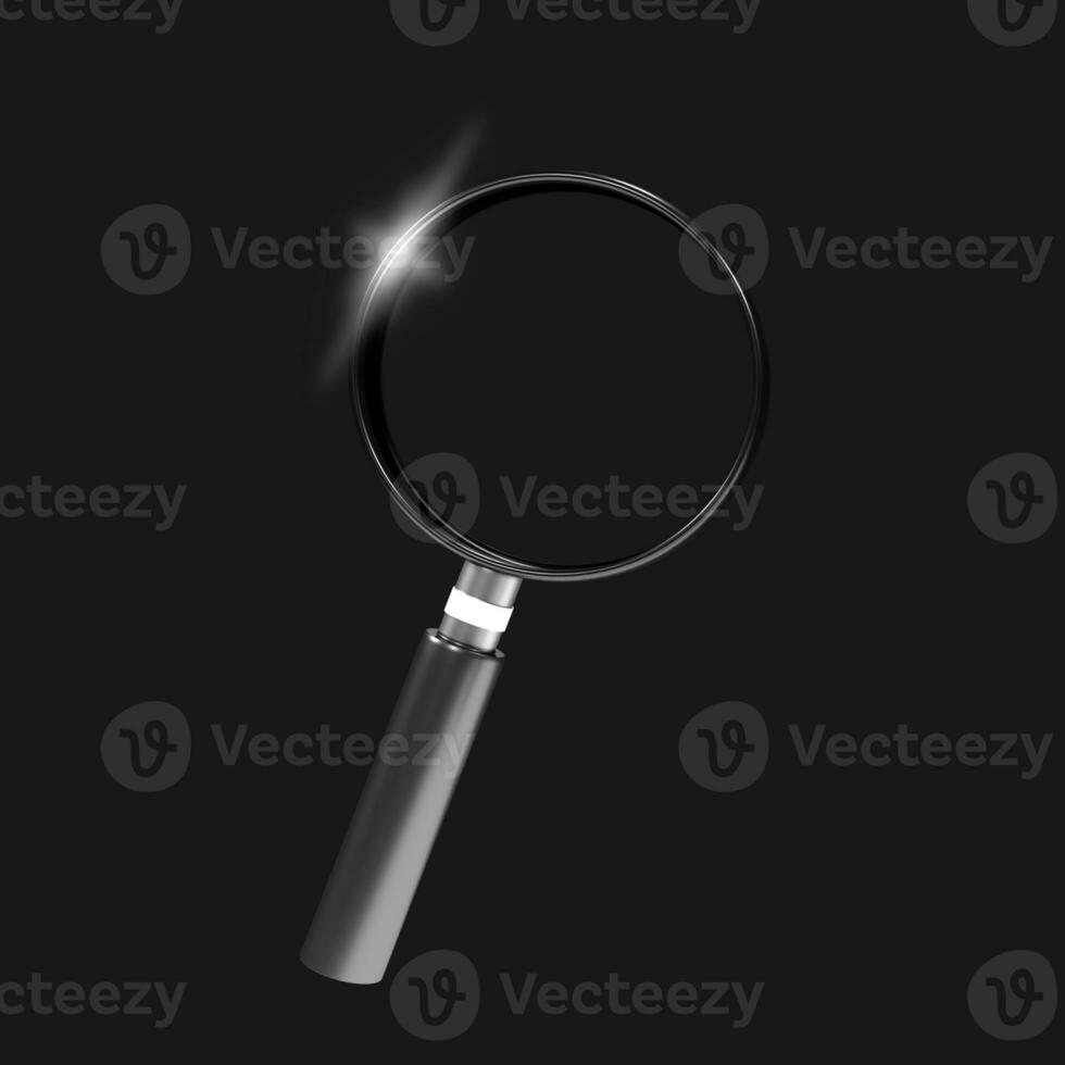 Magnifying glass premium glass with glossy color and good material, dark background 3d illustration photo