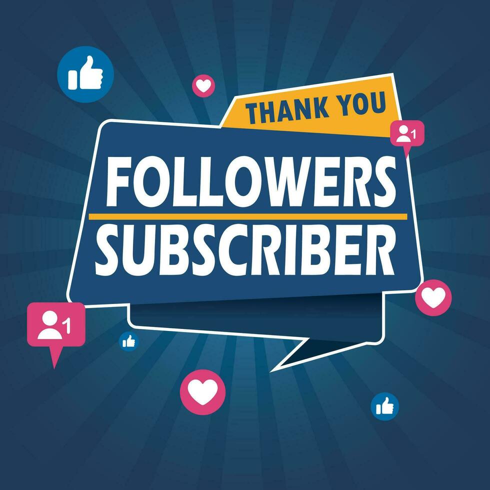 Celebrating the events subscribers. Thank you followers. Thanks followers Poster template for Social Networks vector template