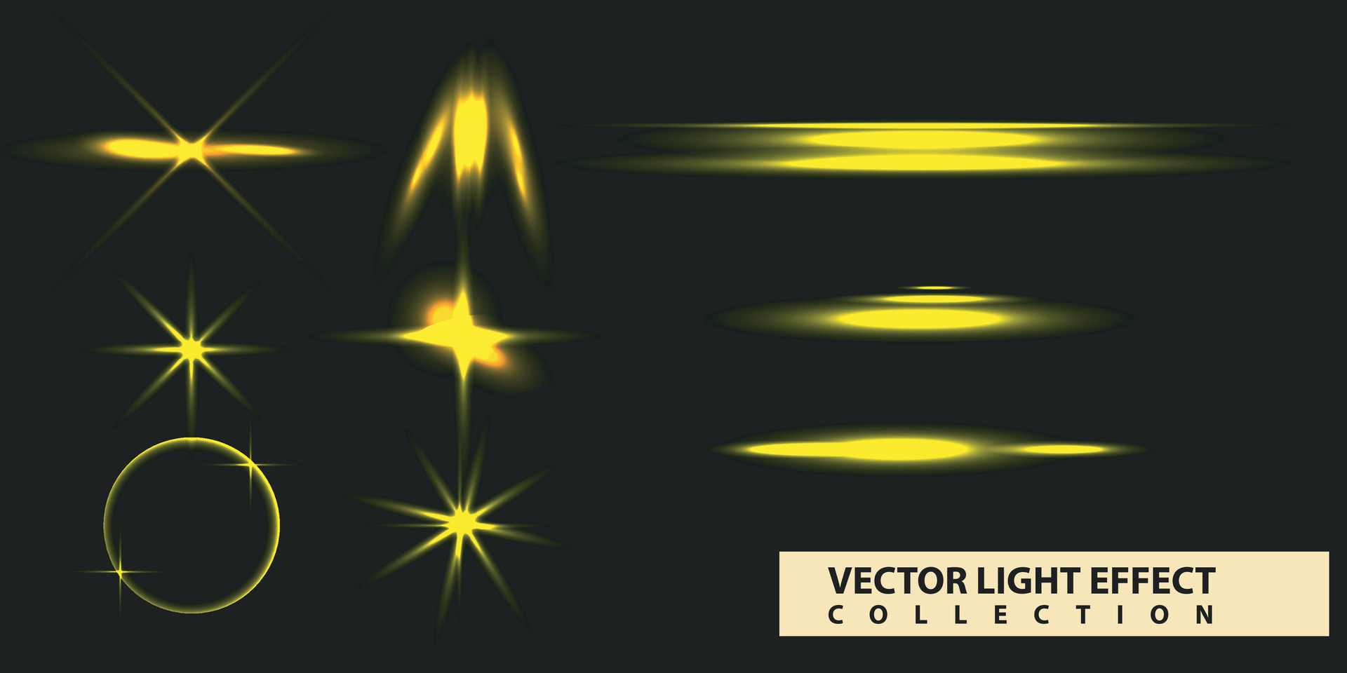 Flash light on black background. Vector glow sparkle effect. Abstract