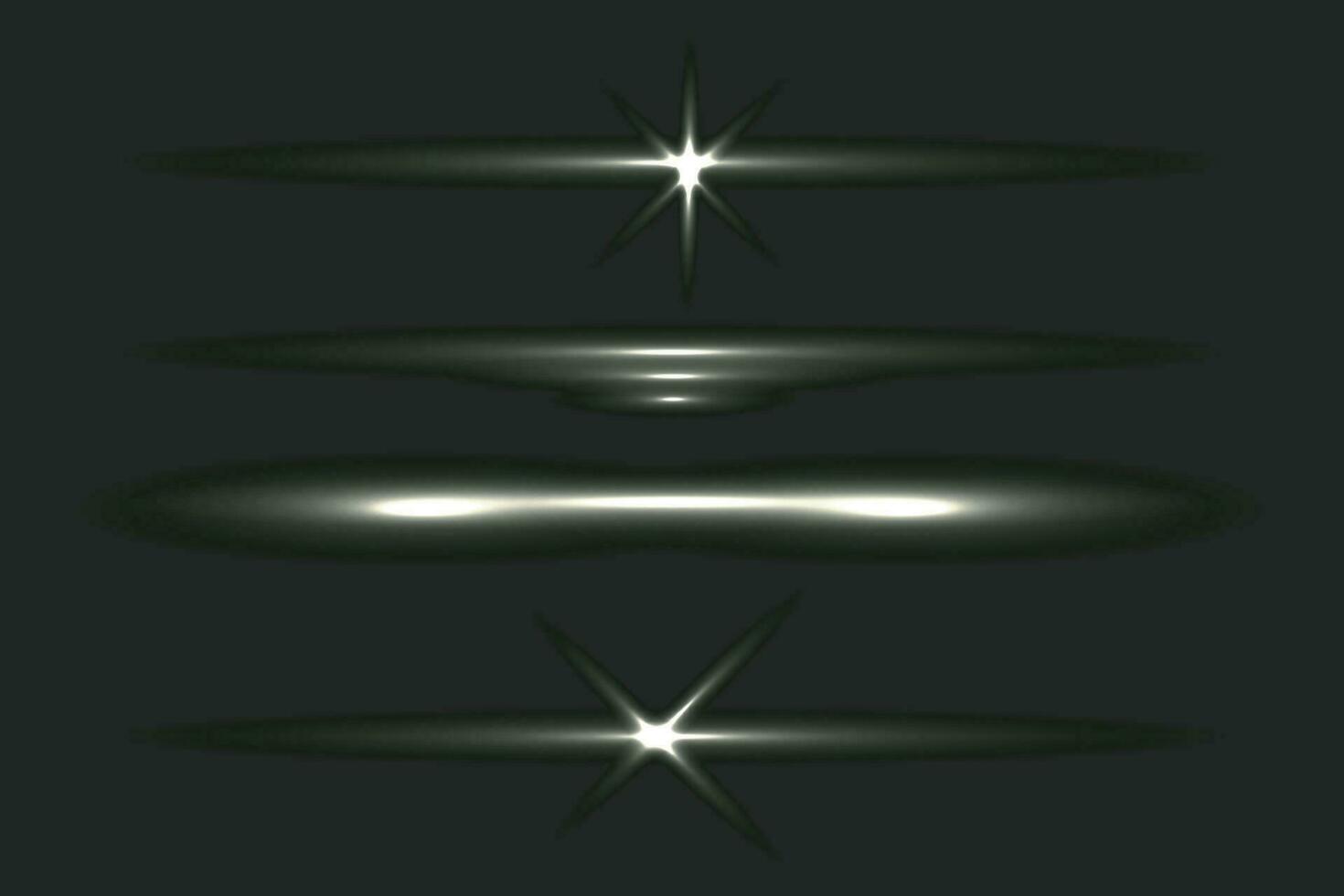 Flash light on black background. Vector glow sparkle effect. Abstract lens flare ignition. Flashing lights Vector Collection