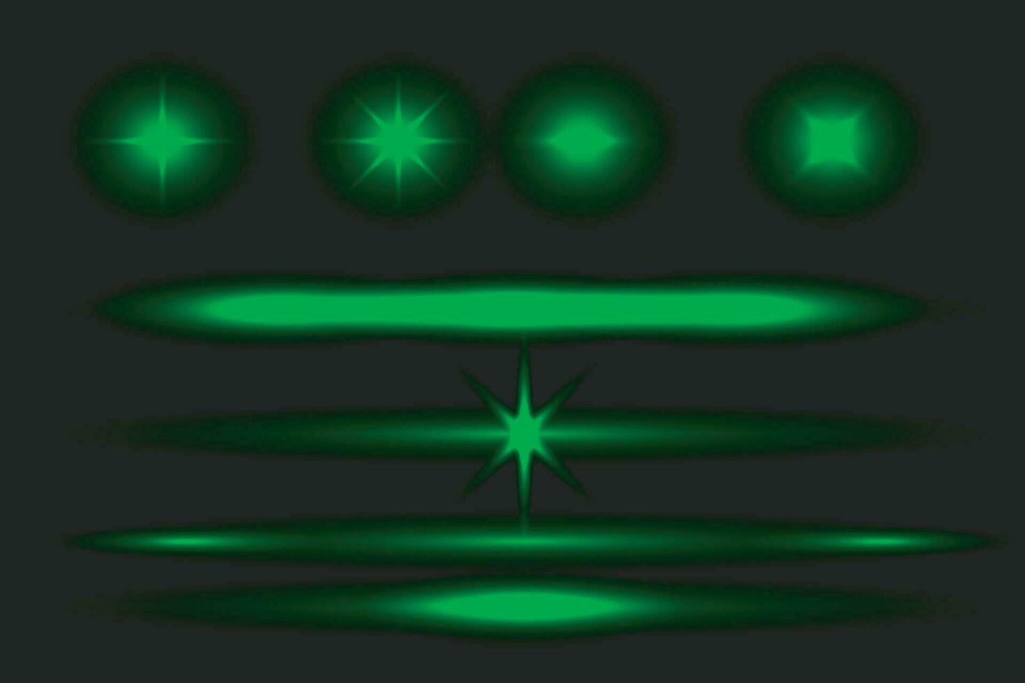 Flash light on black background. Vector glow sparkle effect. Abstract lens flare ignition. Flashing lights Vector Collection