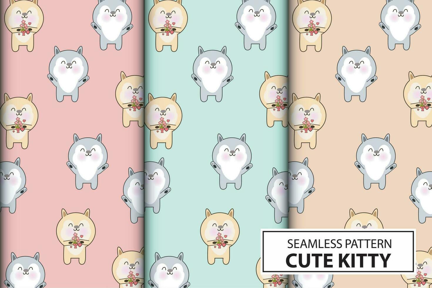 Seamless pattern of cute adorable kitten cat isolated in soft pastel color suitable for paper or background, wall and home decoration vector