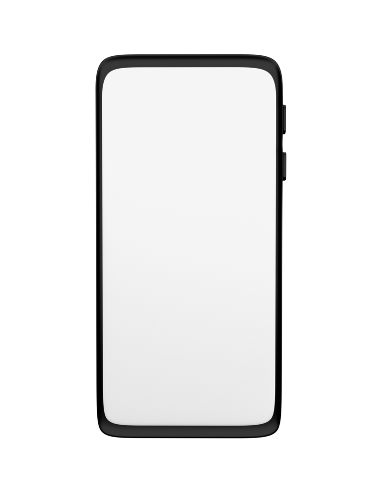 black smartphone isolated on white background, road clipping 3d illustration png