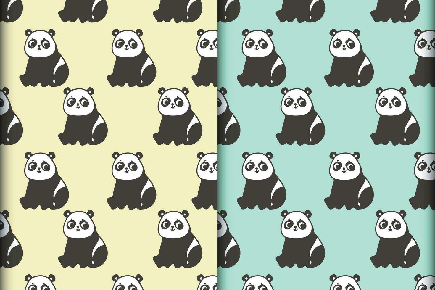 cute adorable panda cub vector illustration pattern sitting and turning its head