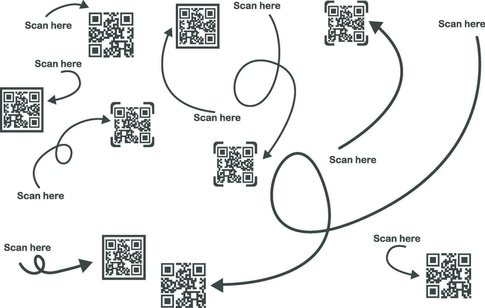 Collection of vector templates for scanning Qr code payments