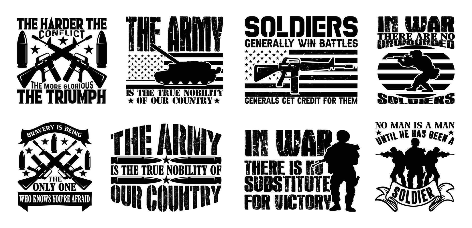 US Army T shirt Design Bundle, Quotes about US Army, Veteran T shirt, US Military typography T shirt design Collection vector
