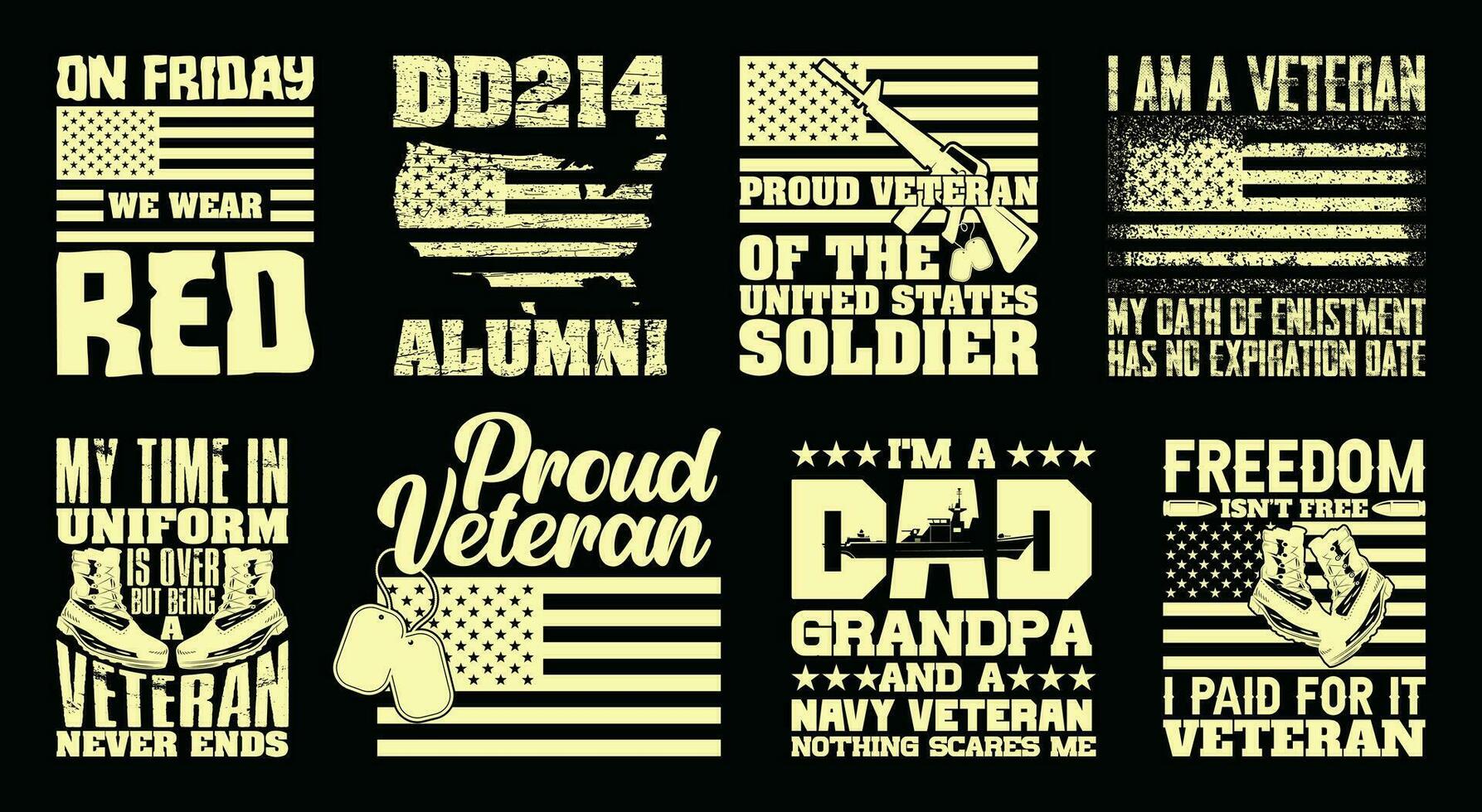 Veteran T shirt Design Bundle, Quotes about Veterans Day, Army  T shirt, Military vintage T shirt design Collection vector