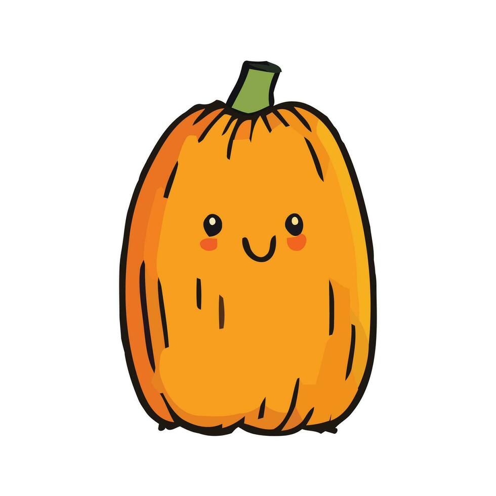 Pumpkin with eyes, cartoon hand drawn pumpkin. Kids funny illustration vegetable. vector