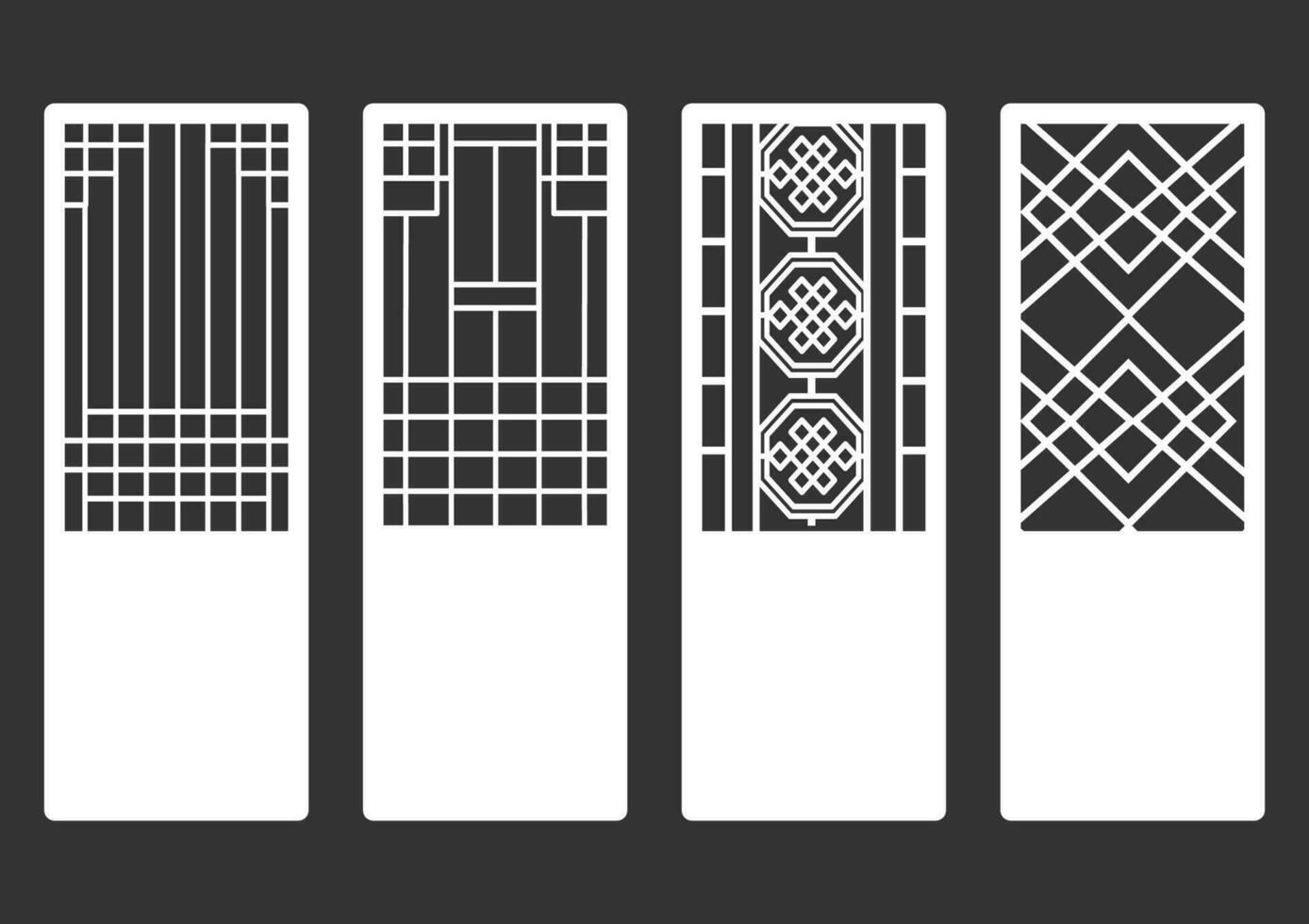 patrón de marco de adorno tradicional coreano. conjunto de puerta y ventana decoracion antigua art. silueta vector illustration.laser panel de corte.