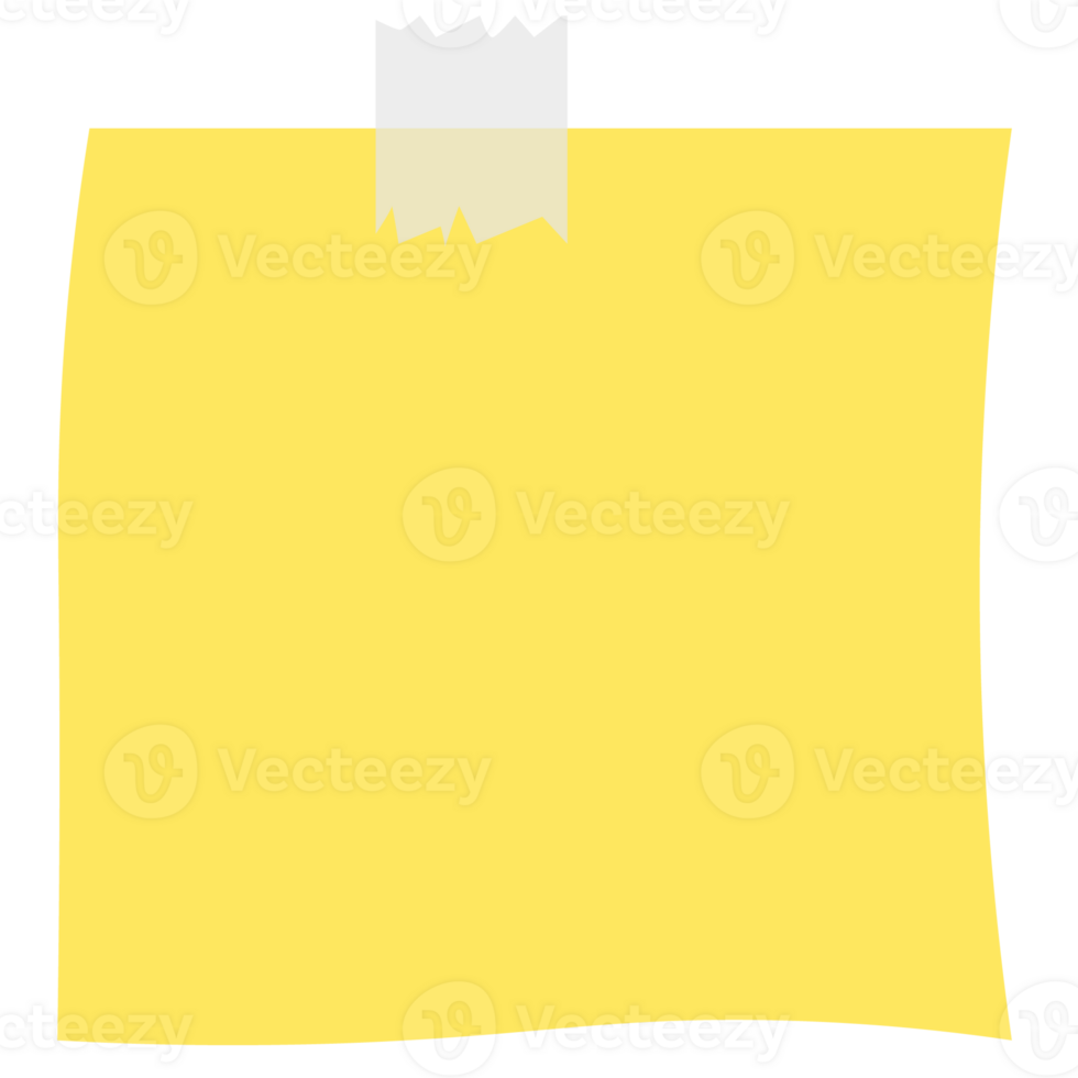 Square yellow sticky paper note reminders. Office memo label stationery. png