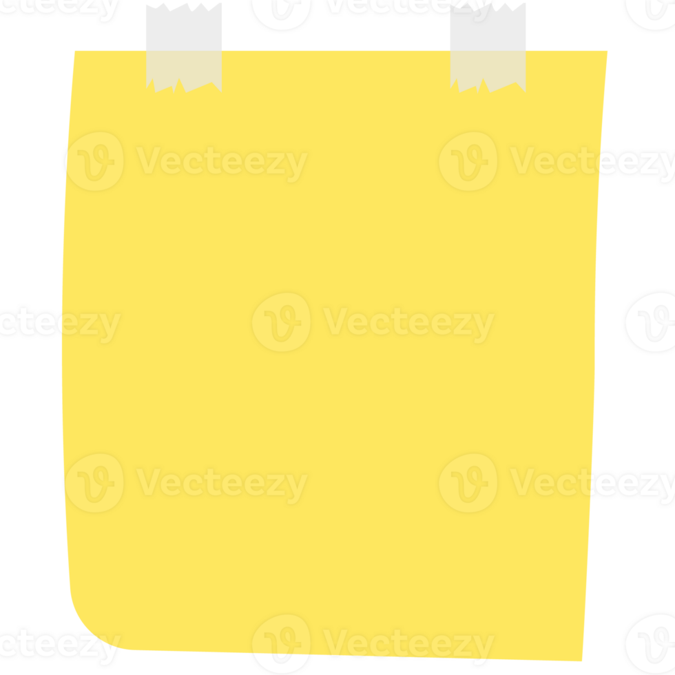 Square yellow sticky paper note reminders. Office memo label stationery. png