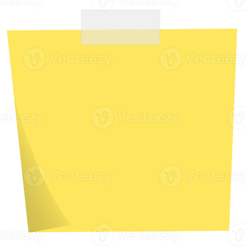 Square yellow sticky paper note reminders. Office memo label stationery. png