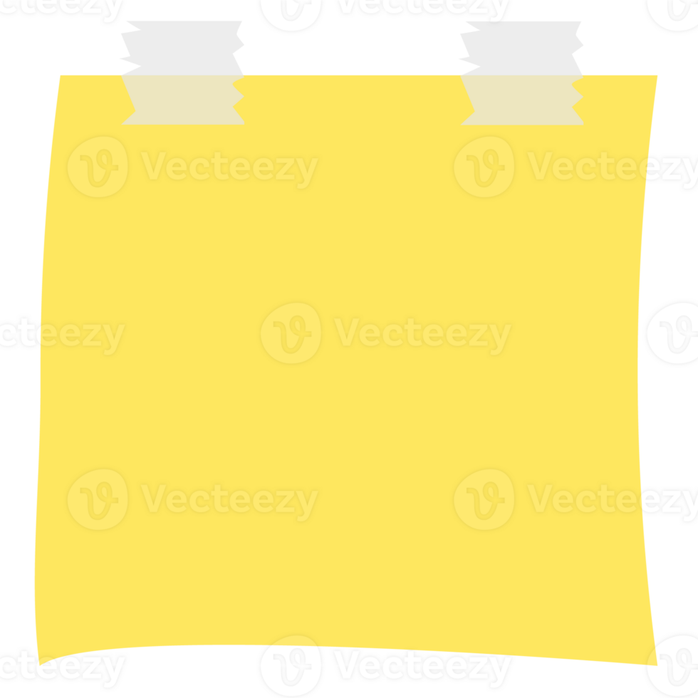 Square yellow sticky paper note reminders. Office memo label stationery. png