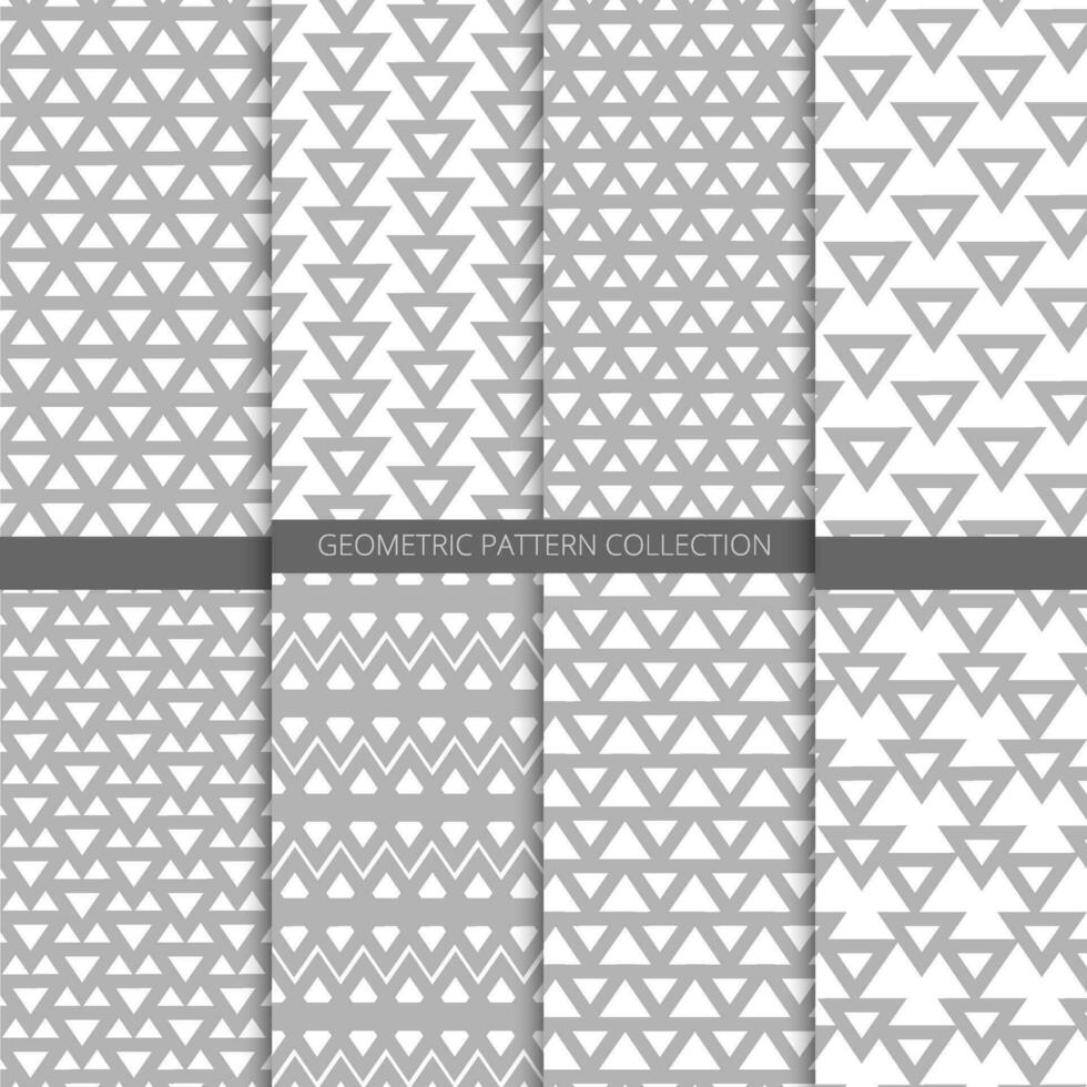 Set of triangle pattern background. Minimal design textile repeat vector. vector