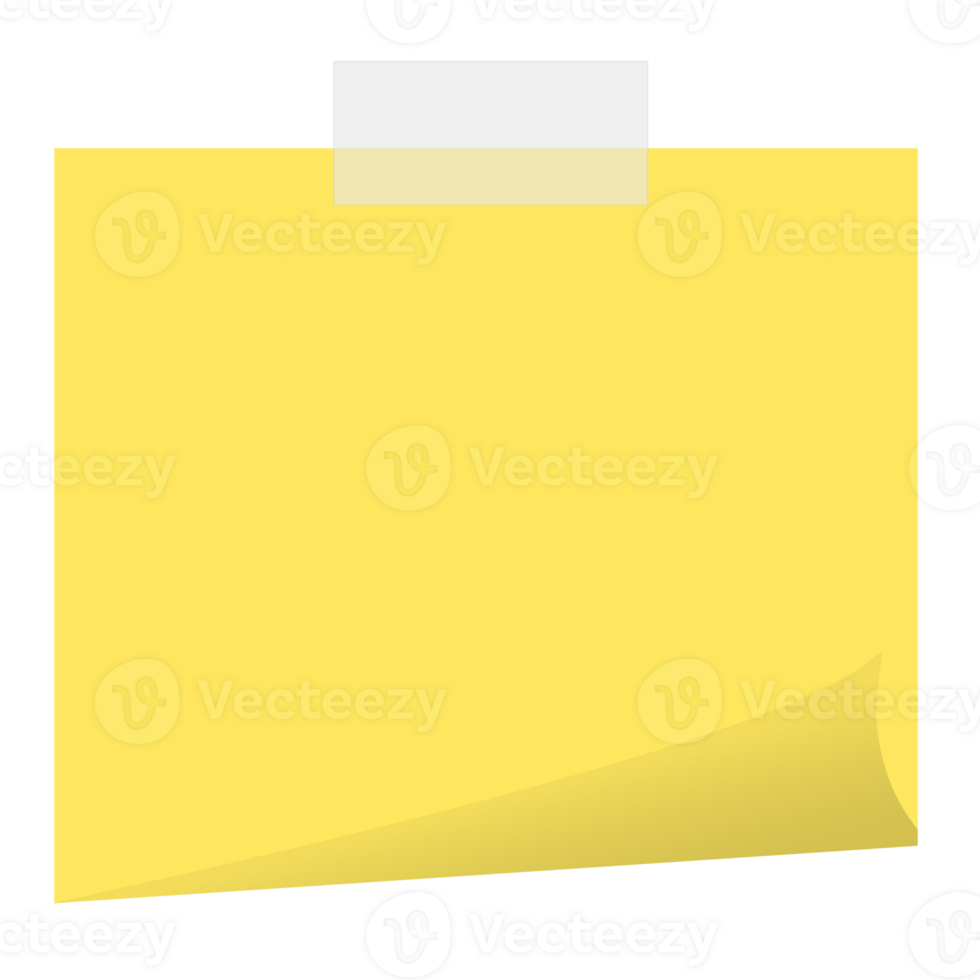 Square yellow sticky paper note reminders. Office memo label stationery. png