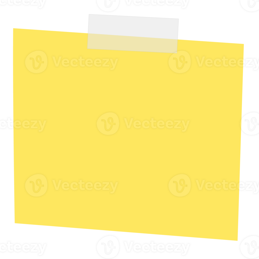 Square yellow sticky paper note reminders. Office memo label stationery. png