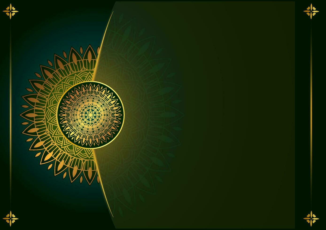 Arte de tradicional indio geométrico. lujo mandala gráfico antecedentes. oro, oscuro verde, negro ornamental con dorado borde. decorativo modelo este estilo. vector ilustración con Copiar espacio.