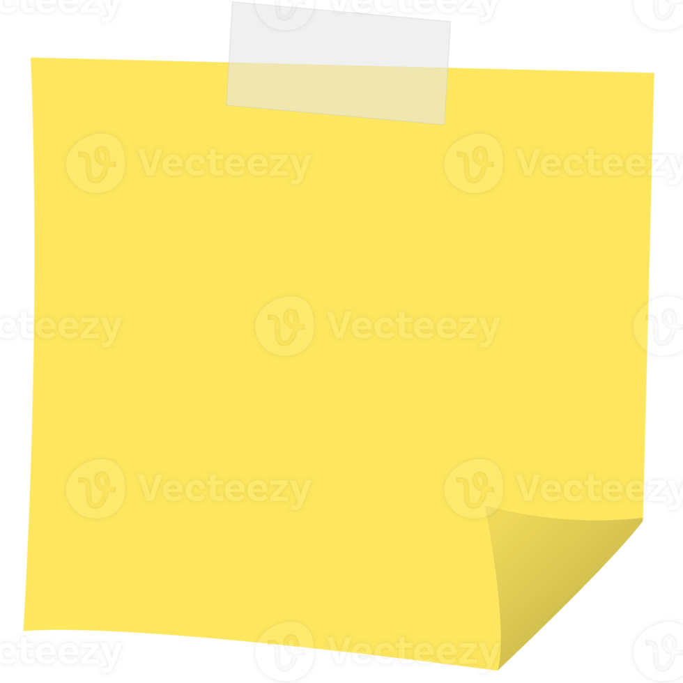 Square yellow sticky paper note reminders. Office memo label stationery. png
