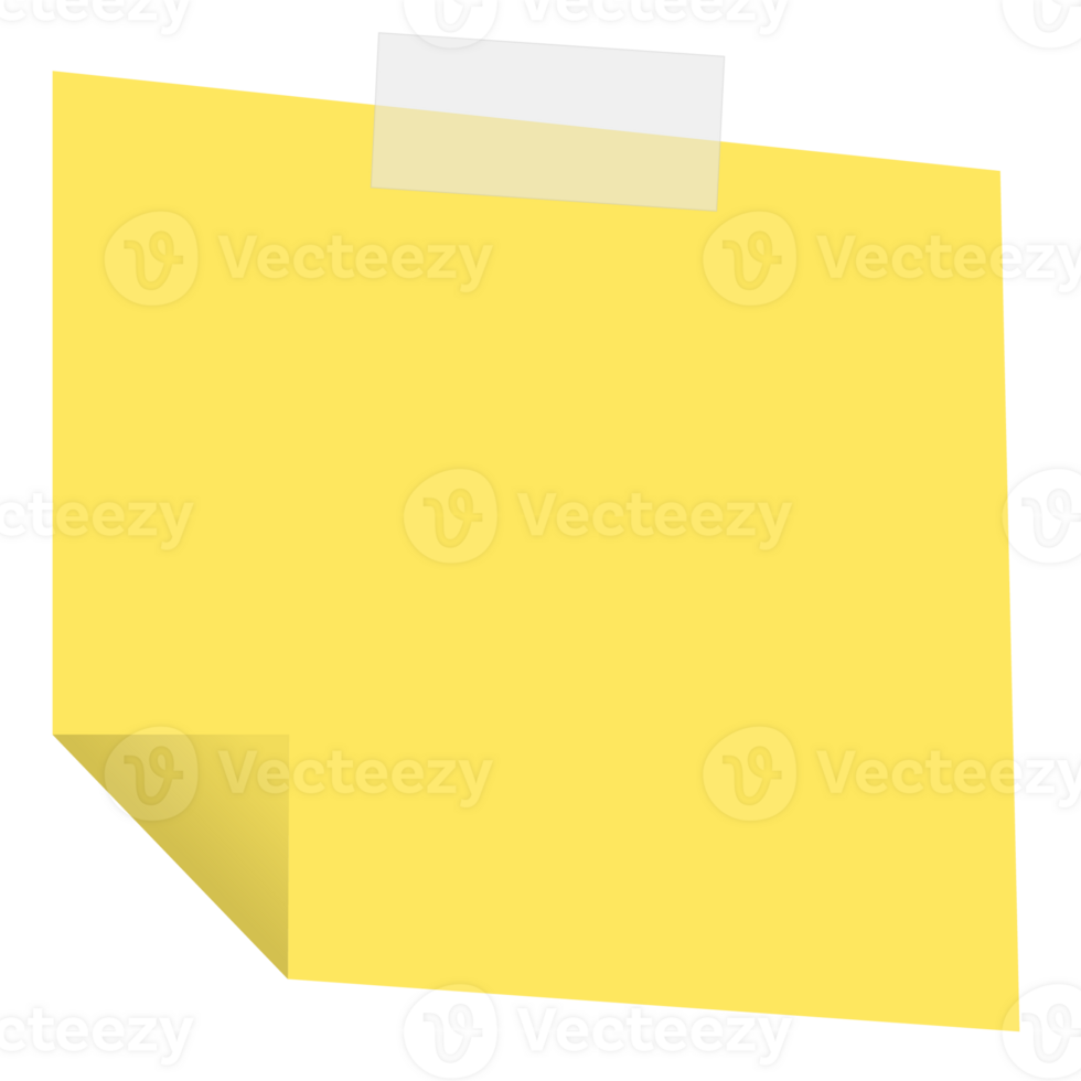 Square yellow sticky paper note reminders. Office memo label stationery. png