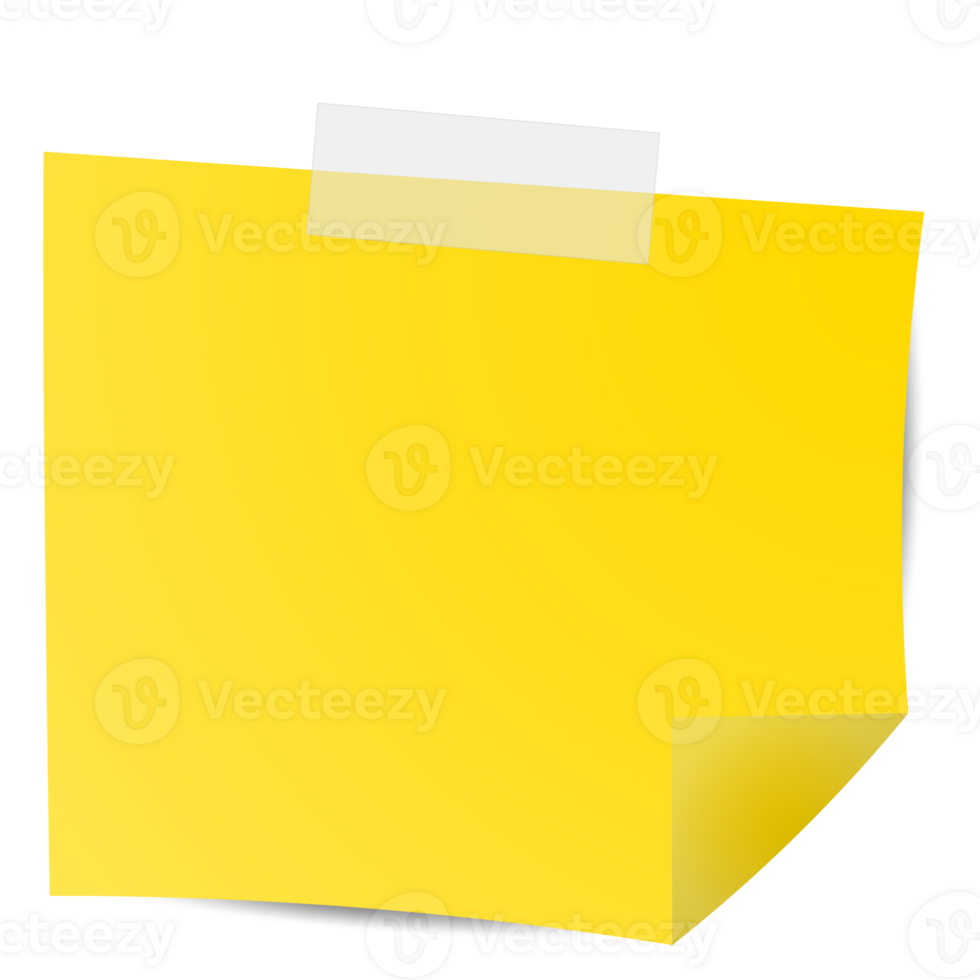 Square yellow sticky paper note reminders. Office memo label stationery. png