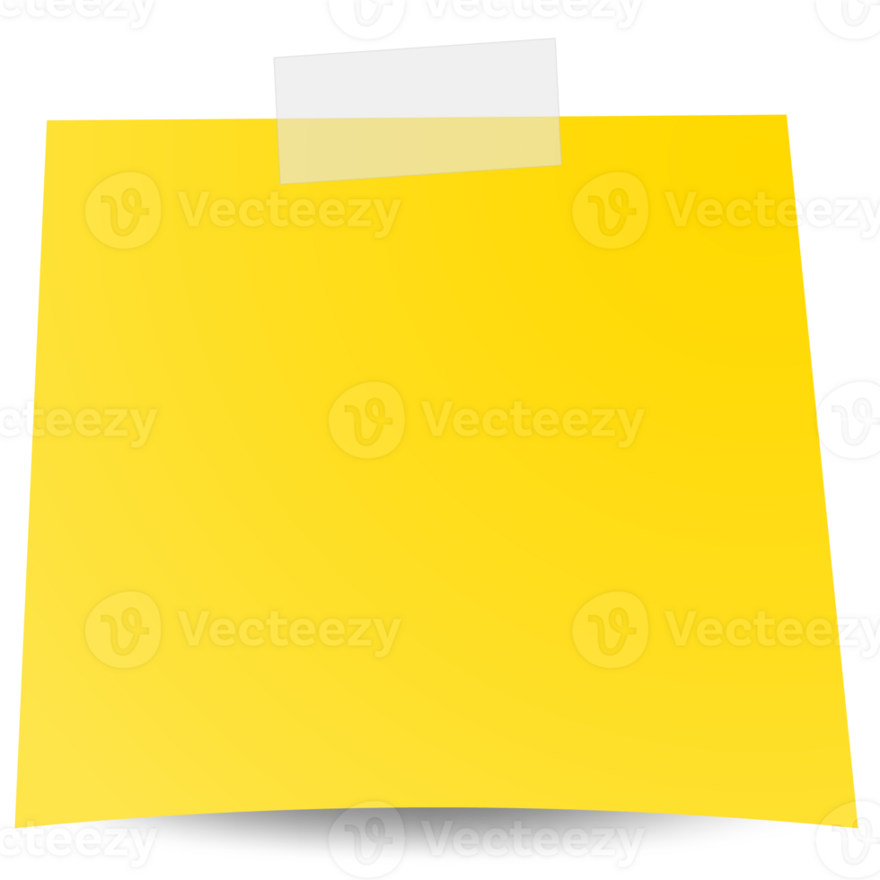 Square yellow sticky paper note reminders. Office memo label stationery. png