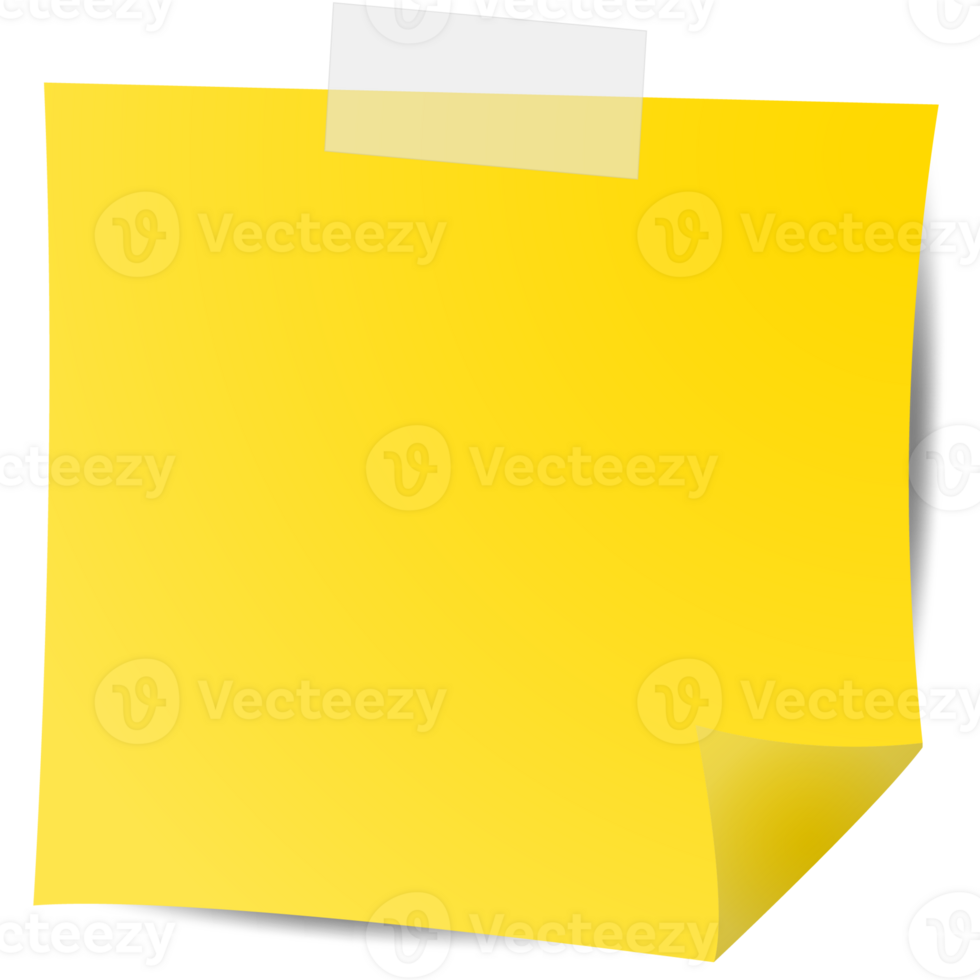 Square yellow sticky paper note reminders. Office memo label stationery. png