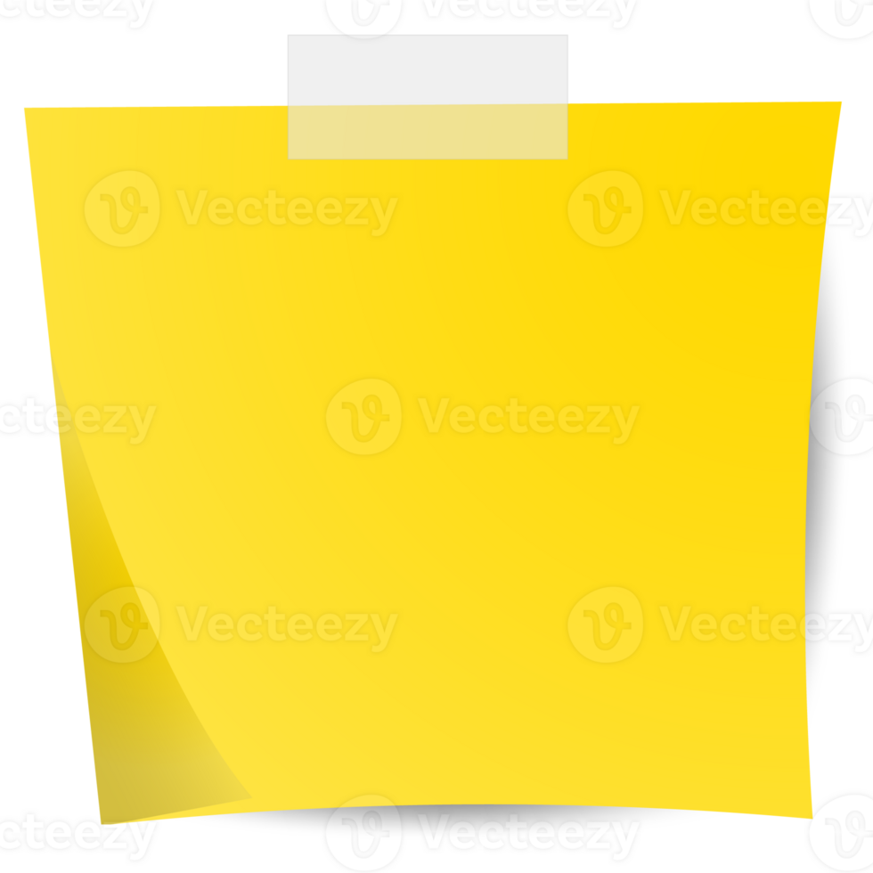 Square yellow sticky paper note reminders. Office memo label stationery. png
