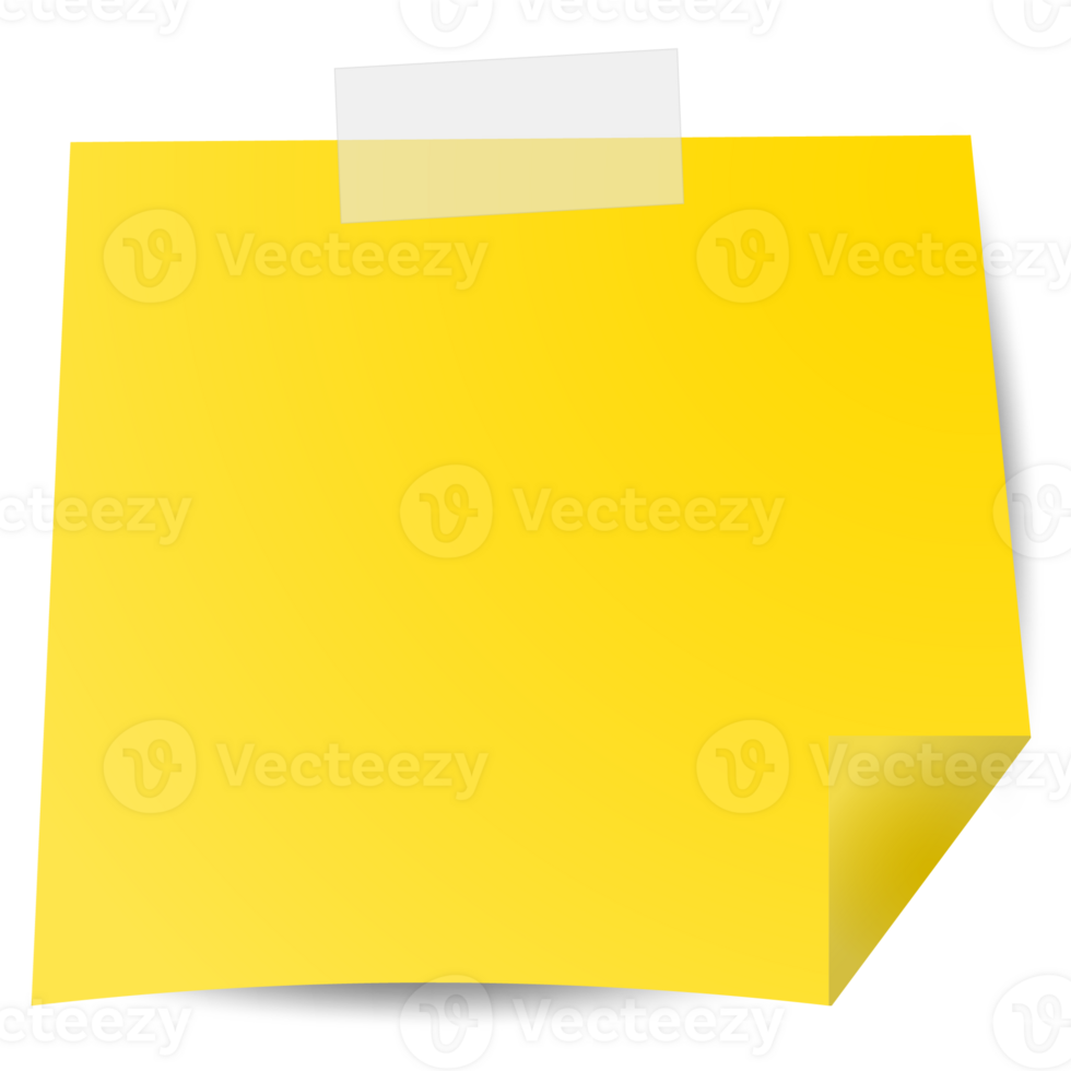 Square yellow sticky paper note reminders. Office memo label stationery. png