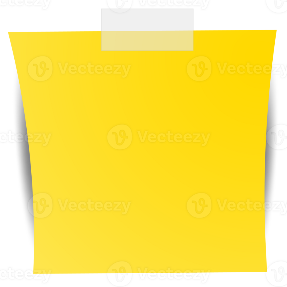Square yellow sticky paper note reminders. Office memo label stationery. png