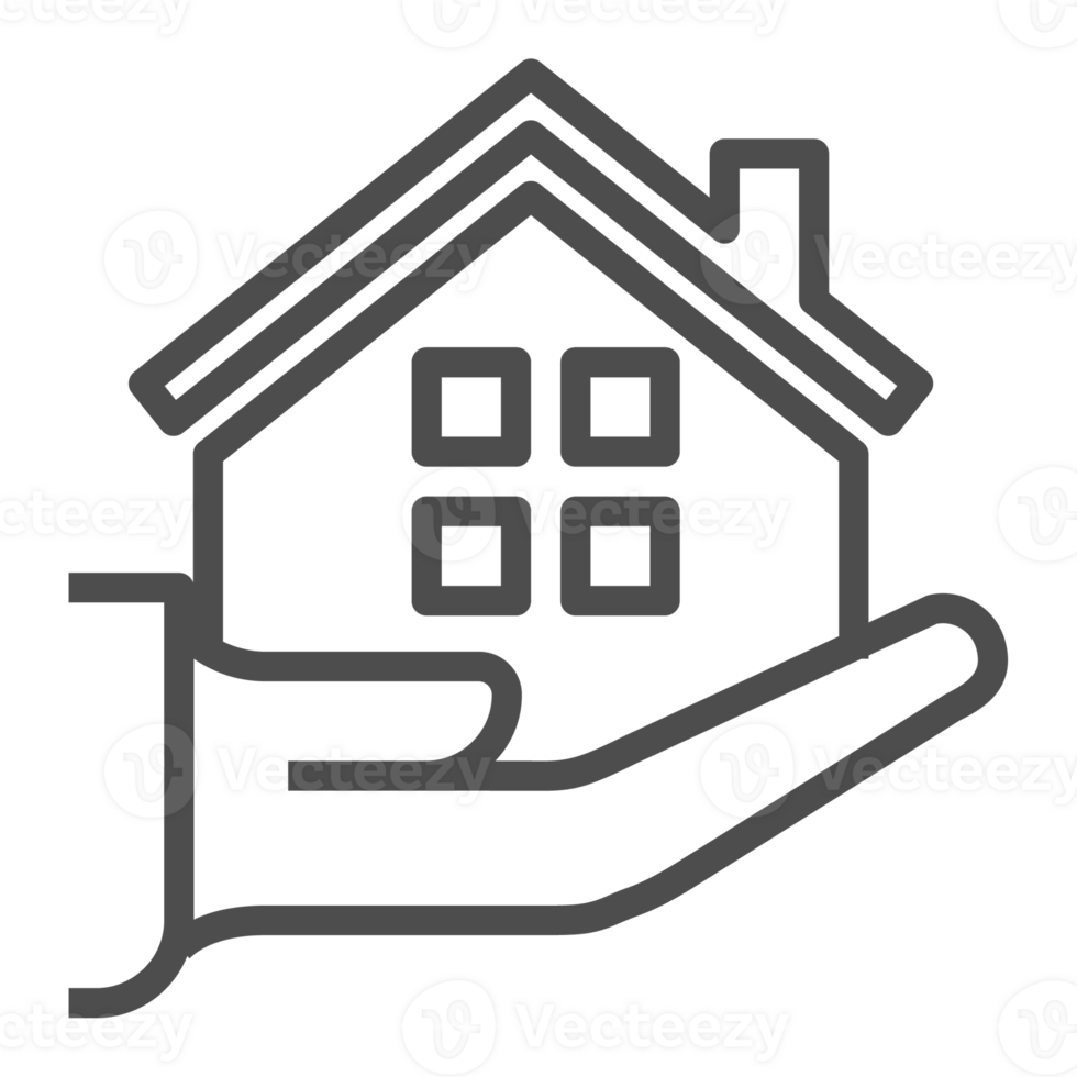 Thin line home icon. Outline house shape element. png