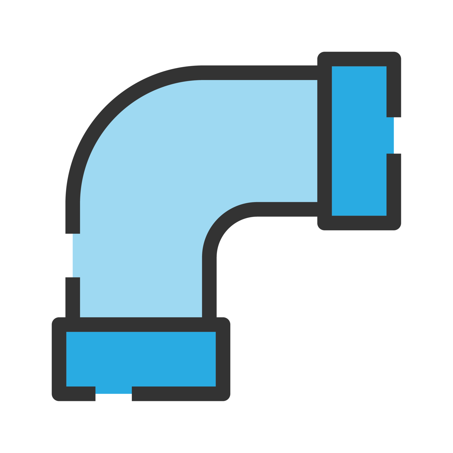 Plumbing pipe icon. Connection technical pressure water systems. Blue