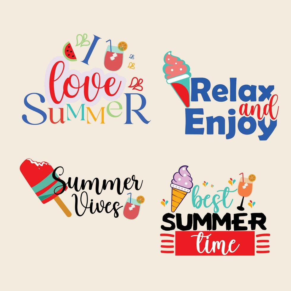 Summer vibes sticker set. vector