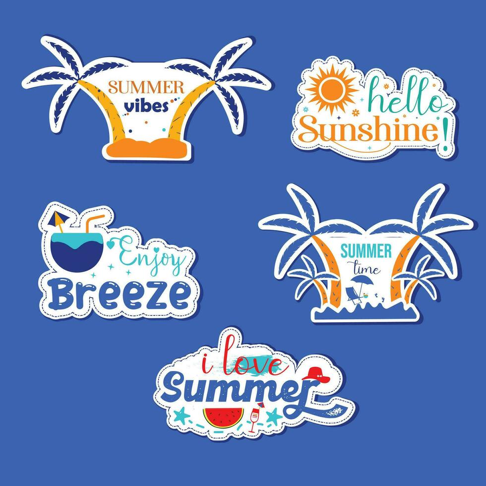 Summer vibes sticker set. vector