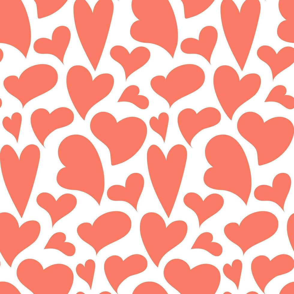 A pattern of Doodle hearts, a hand-drawn collection of love hearts. Swollen, flat, crooked hearts in pink shades. Various symbols of love on a white background. Printing the background for the holiday vector