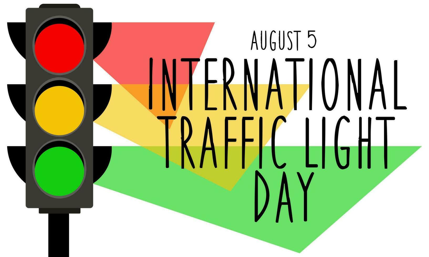 International Traffic Light Day. August 5. The concept of the holiday. Traffic lights and glow. Template for background, banner, postcard, poster with text inscription. Simple color vector