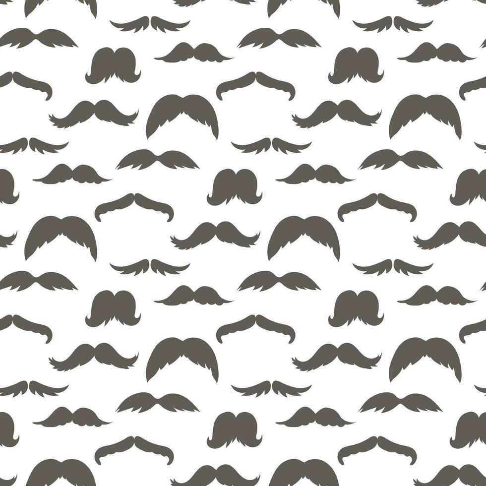 A pattern of graphic icons with hipster mustache spots. A large collection of mustaches with spots of different shapes. The texture of a repeating variety of mustaches for printing on textiles, paper vector