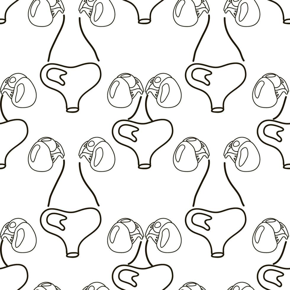 A pattern of human kidneys and bladder in contour form. Repeating human organs in cartoon style. Human health, internal organs, medicine, treatment. Packaging material vector