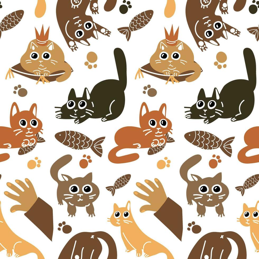un modelo de vector dibujos de linda gatos un colección de dibujos animados personaje diseños con gatos en un plano estilo en diferente poses y colores. un conjunto de gracioso mascotas aislado en un blanco. carismático