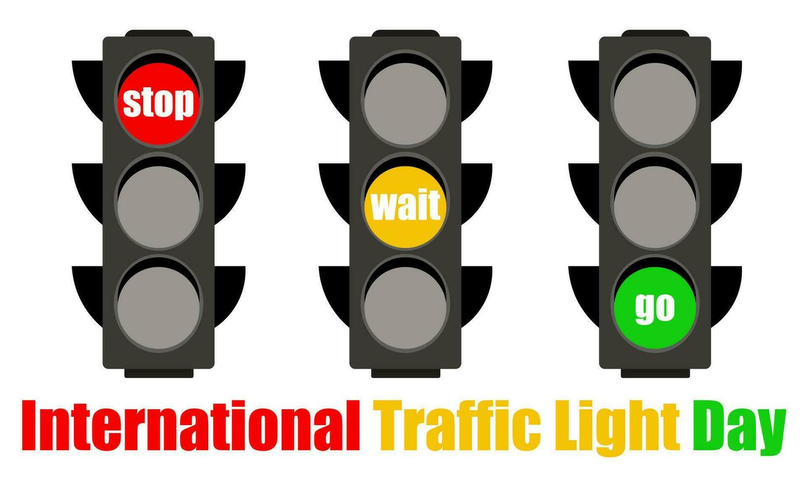 International Traffic Light Day. August 5. The concept of the holiday. Template for background, banner, postcard, poster with text inscription. Simple color vector illustration