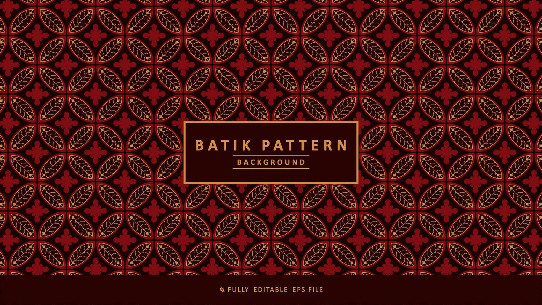 Red  Batik Kawung Pattern Vector