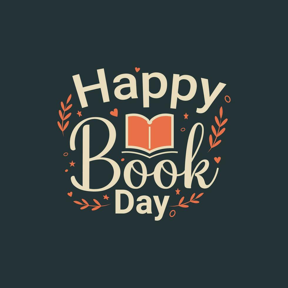 Happy book day vector lettering